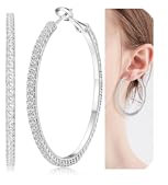 Morfetto 925 Sterling Silber Creolen für Frauen - 50MM Große Ohrringe Mit Zirkonia - Braut Hochzeitsschmuck