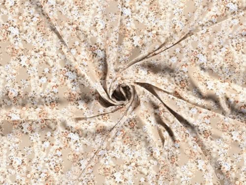 Georgette-Stoff, Blumenmuster, Meterware, Beige