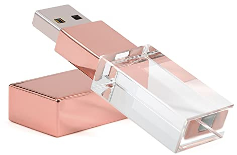 Laak 16GB Crystal Transparent Rectangle Genuine Blink Flash Drive USB 3.0 Wedding Gift Pendrive, Pink