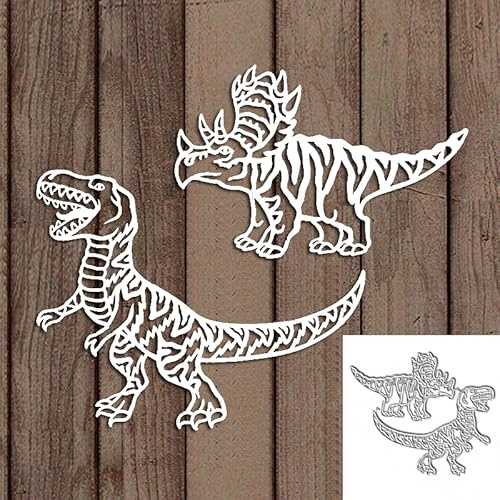 2 x Dinosaurier-Metall-Stanzformen, 2 x Dinosaurier-Stanzformen, Stanzschablonen, Kartenpapier, Basteln, Vorlage, Metall-Stanzformen, Album, Prägepapier-Stanzformen für Kartenherstellung, Scrapbooking