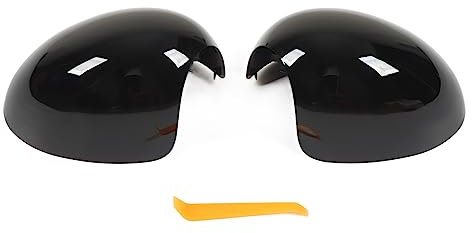 2-teilige Rückspiegelabdeckung, Seitenspiegelkappe für Außenspiegel Links und Rechts, Ersatz für Mini R55 R56 R57 R58 R59 R60 R61, Schwarz (nur Manuelles Zusammenklappen)