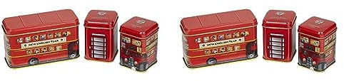 New English Teas British Traditions London Bus 3x Mini Tea Tin Gift Pack with Teabags & Loose-Leaf Tea (Pack of 2)
