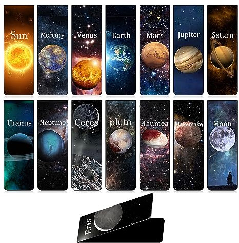15 Pièces Signets de la Planète - Marque Page Magnétique Original - Trombones et Gadgets de Bureau - Accessoire Livre Adhésif