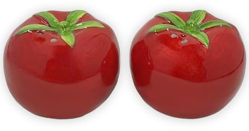 MIJOMA Salz- & Pfefferstreuer Set - Stilvolles Porzellandesign, Lebensmittelecht, Einfach zu Befüllen - Verschiedene lustige & niedliche Designs zur Auswahl (Tomaten, 2-teilig)
