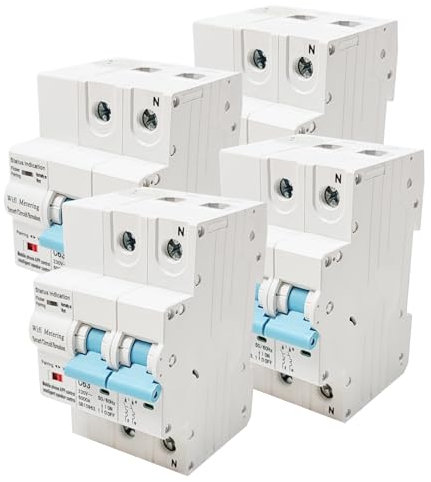 LED ATOMANT Pack 4x Disyuntor Termico Inteligente Smartlife 2P (Programable 10-63A), Interruptor WiFi/Bluetooth con encendido/apagado a distancia, Disyuntor Montaje en Riel DIN(32A), Medidor Consumo