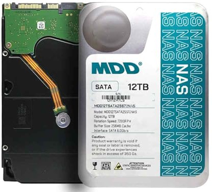 MDD (MDD12TSATA25672NAS) 12TB 7200 RPM 256MB Cache SATA 6.0Gb/s 3.5 Internal NAS Hard Drive - 5 Years Warranty