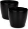 PECZEKO Pots de Fleurs Brillants - Pots de Plantes décoratifs pour Fleurs et Herbes - Pots de Plantes Ronds en Plastique durables - 2 pièces (Noir, ø 30 cm)
