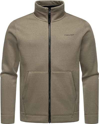 Ragwear Herren Übergangsjacke Strickjacke Zipper in Sweat-Optik leichte Jacke aus Feinstrick mit Reißverschluss Fabbian Collar Mocca Gr. M