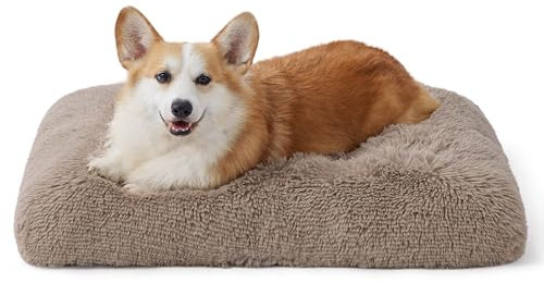 BEDSURE Flauschiges Hundebett mittelgroße Hunde - 74x53x8 cm Hundebett waschbar, rutschfeste Unterseite,Kamel