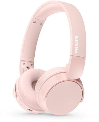 PHILIPS TAH4209PK Leichter ohraufliegender kabelloser Bluetooth-Kopfhörer mit passiver Geräuschisolierung – 55 Stunden Spielzeit, deutliche Anrufe, dynamischer Bass, 2 Stunden USB-C-Laden – Rosa
