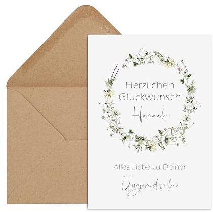 Nastami Karte zur Konfirmation, Jugendweihe, Kommunion PERSONALISIERBAR inkl. Umschlag Geschenk Konfirmation personalisierte Glückwunschkarte (Jugendweihe)