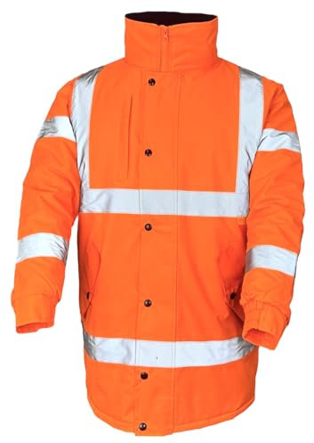 HI LIGHT VISIBLY BRIGHTER High Visibility Orange EN343 Parka RIS-3279-TOM Waterproof, warm & ultra-reflective (Class 3) (Orange, S)