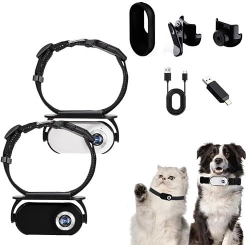 Wmool Cat Camera Collar, HD 1080P Dog Collar Camera Mini Body Camera Action Camera Wireless Collar Camera for Dogs Cats Gift Indoor/Outdoor