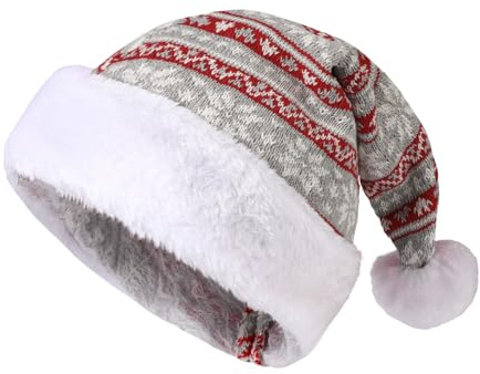 TAGVO Weihnachtsmütze, Nikolausmütze für Unisex Stricken Weihnachtsmann Mütze Erwachsene Kinder Bequemer Weihnachtsmützen für Weihnachten Neujahr und Partybedarf