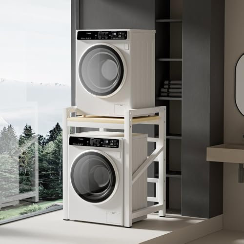 WPPTNSFY Estantería sobre Lavadora de Metal, Armario para Lavadora y Secadora, Kit de Apilamiento para Lavadora y Secadora, Ajustable en Altura, para Baño, Cocina