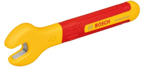 Bosch Professional clé plate VDE de 8 mm (fourche inclinée à 15°, certifiée jusqu'à 1 000 V, isolée avec du polypropylène (PP) et un élastomère thermoplastique (TPE))