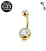 AceFun 8mm Titan Bauchnabelpiercing für Frauen 1 Stück 14G massivem G23 Bauchnabel piercing Gold Titan Barbell Ringe Schmuck für Körperpiercing kurz Curved Navel nabelpiercing