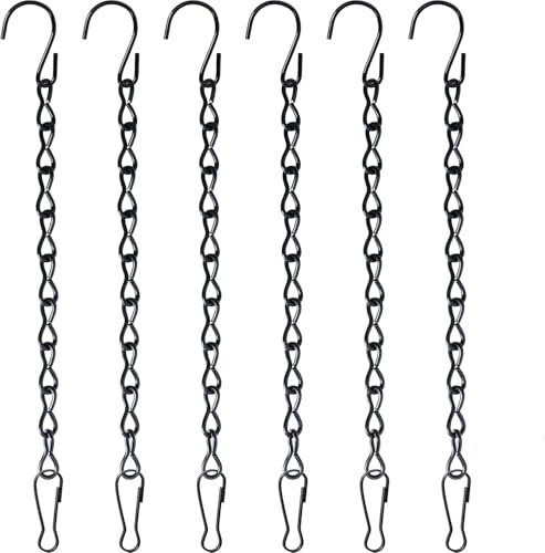 YIZHIXIANGQ Ketten Zum Aufhängen, 6 Stück Blumenampel Ketten, Metallkette zum Aufhängen, Hängekette Schwarz, 24cm Hängende Kette mit Haken für Vogelkäfig, Blumentopf, Windspiele