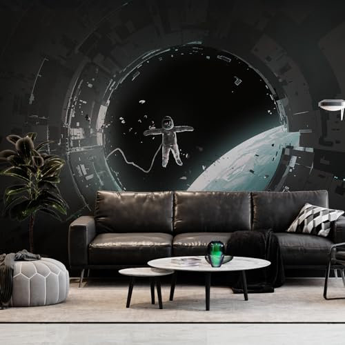 Astronaut Fototapete 3D Dark Space Mond Tapete Abziehen und Aufkleben Selbstklebende Wandtapete für Schlafzimmer TV Hintergrund Wohnzimmer