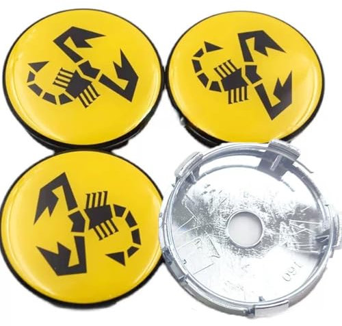 4 Pezzi Auto Tappi Stabilo Coprimozzo Ruota Coprimozzi Compatibili 60mm Abs Diametro Universale per Centro Esterno Automobile Compatibile con Giallo scorpione modello