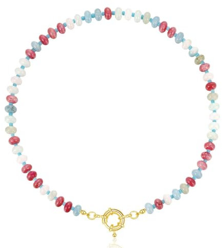 Saiyana Bunte Perlenkette, handgefertigte Halskette, verstellbare Halskette, modischer Halsschmuck, Charm-Halskette, Geschenk fü(Hellblau 7)