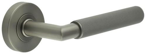 Loops Durable Three One Six Knurled Gun Metal Door Handle for Home and Office - Interior Handle