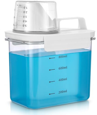 Kureny 1100ml Luftdichter Waschmittelspender mit Messbecher, Waschpulver Aufbewahrungsbox, Waschpulverspender, Waschmittelbox Vorratsbehälter, Mehrzweck Waschmittelbox für Waschpulver, Wäscheparfüm