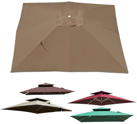AGKANVCVNT Tela De Repuesto Parasol 300x300cm 250x250cm Toldo De Repuesto para Sombrilla Cuadrada, Protección UV 30+ Toldo De Recambio Impermeable(Khaki,300x300cm(10x10ft))