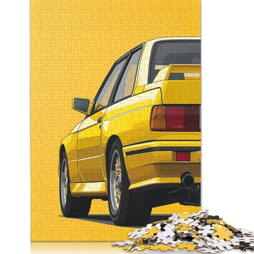 Gelbes BMW M3 E30-Rückenpuzzle, schwierige Herausforderung, 100% recycelter Karton, Puzzle für Frauen und Männer, Muttertagsgeschenke, 1000 Teile (38 x 26 cm)