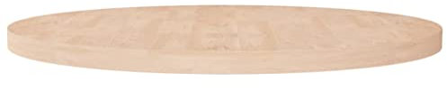 HOMEELIKE Runde Tischplatte ?90x4 cm Unbehandeltes Massivholz Eiche