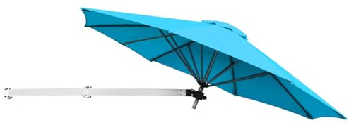 COSTWAY Ombrellone da Parete 250 cm, con Angolo Regolabile (Turchese) | Ombrellone da Muro per Giardino Pieghevole Anti UV, per Giardino, Balcone e Cortile