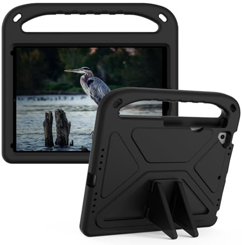 HurrayB Tablet PC Hülle Kompatibel mit iPad 9,7 (2017/2018)/Pro 9,7/iPad Air 2, stoßdämpfend, mit Griff, Eva, Halterung, stabile Tablet-Hülle Compatible with Kinder, leicht Schutzhülle(Black)