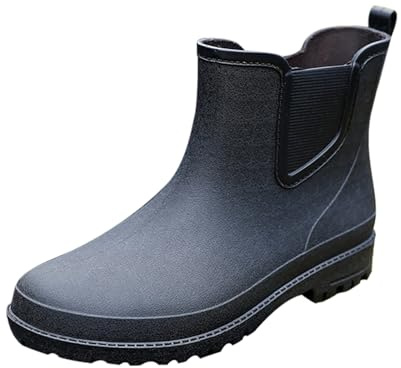 Generisch Bottes en caoutchouc pour homme - Bottes de pluie imperméables en caoutchouc Bottes de jardin pour la pêche, le travail en plein air Résistantes à l'usure Demi-bottes Antidérapantes Bottes
