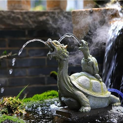 Teichspucker, for kleine Teiche mit Wasserpumpe, Tierteichbrunnen, Doppel-Wasserspeier, for Tiere, Automatische Zirkulationswasserlandschaftsgestaltung(Green)