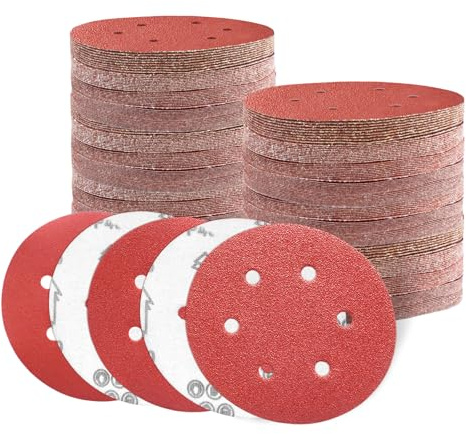 50 Pièces Disque de Ponçage 150mm, 6 Trous Grain 60, Auto-agrippants | Disque Abrasif Pour Ponceuse Excentrique - Poncer Polir Dérouiller