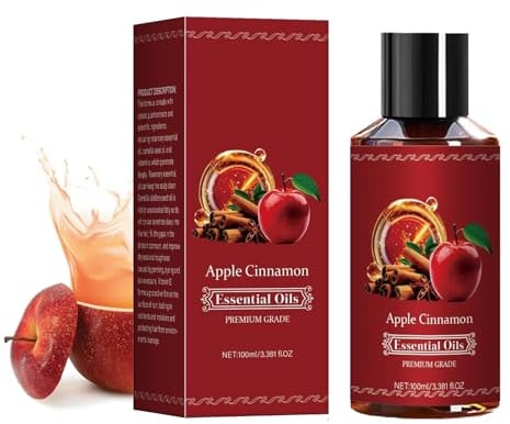 Apfel Zimt Duftöl, Apple Cinnamon Essential Oil, Ätherisches Apfel-Zimt-Haaröl, Ätherische Öle Herbst, Herbst duftende Ätherische Öle für Diffusoren für Haus, Körper, Seifenherstellung, Massage (1PC)