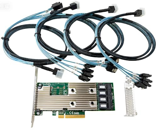 Scheda di espansione SAS HBA a 16 porte PCIe SATA compatibile con LSI 9305-16I 12Gbps PCIe 3.0 Broadcom 3224 Controller con 4 cavi SATA SFF-8643 per NAS ZFS FreeNAS TrueNAS unRAID Storage Server