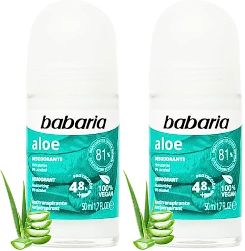 Babaria Aloe Vera Roll On Anti Perspirant Deodorant 50ml (Paquete de 2)