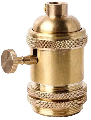 DAGLLGEW Douille de Rechange pour Lampe, Douille Vintage en cuivre doré avec Interrupteur, Filetage à Visser, à Monter soi-même.