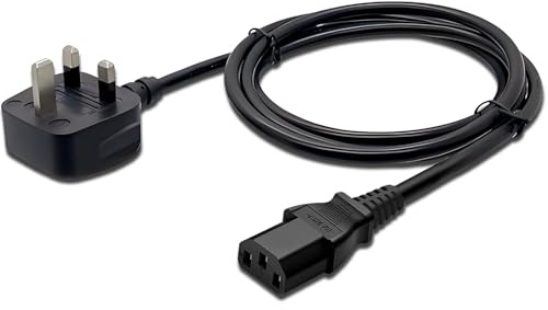 PC Power Cable, 1.5 Metre EC C13 Power Cable, UK 3-Pin Fused Plug Copper Core 250V 10A Electric Cable Supply Kettle Monitor TV Computer Printer Replacement Lead, Black