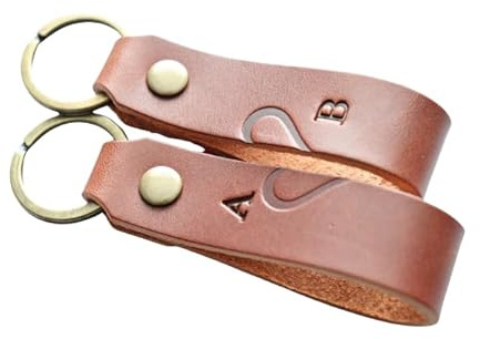 Duo de Porte-clés en Cuir Buttero - Fabriqué à la Main en France - Personnalisable - AMOUREUX - SAINT VALENTIN