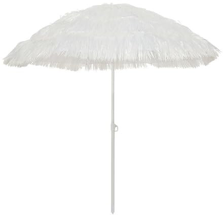 zeitzone Sonnenschirm Hawaii Strandschirm Weiß Fransen Erdspieß Neigbar Höhenverstellbar
