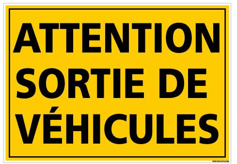 Panneau Attention Sortie de Camions - Dimensions 420x300 mm - Aluminium 2 mm - Protection Anti-UV