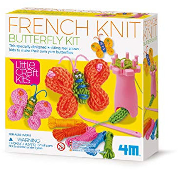 4M 404765 Little Craft Spool Knit Butterflies Kit French, Multi Colour