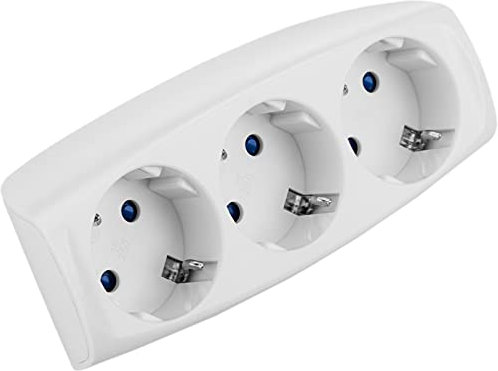 BeMatik - Multiplicador Adaptador de Clavija Enchufe schuko Triple Blanco