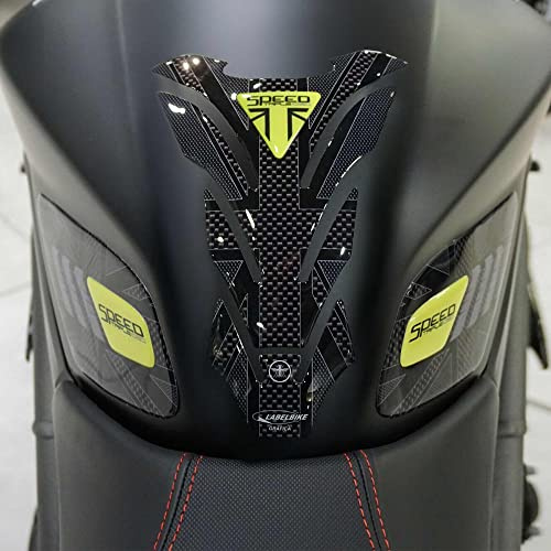 LABELBIKE 3D Motorrad Tankaufkleber kompatibel mit Triumph | Speed Triple 2016-2020, Harz-Schutzset, Kratzschutz, Dekoration, Gelb