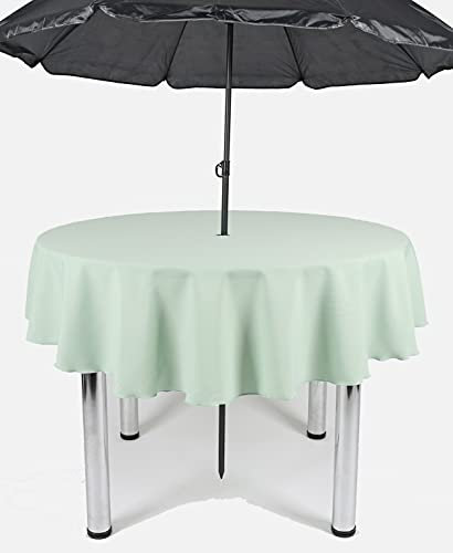 Garden Outdoor Patio Polyester Tablecloth with Hole for umbrella/Parasol (Mint Green, 58 Diameter (147cm))