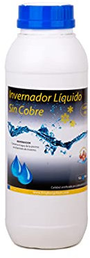 INVERNADOR LÍQUIDO SIN Cobre 1 LITRO para Piscinas de Obra, Poliester/Liner y Salinas - Desinfectante y Algicida para el Tratamiento de Piscinas en Invierno