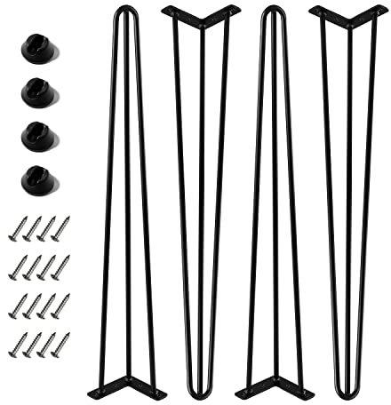 Ironalita 30 Inch Hairpin Legs for Furniture set of 4, Heavy Duty 3 Rod Metal Table Legs with 3/8 Black Solid Iron, DIY hair Pin Legs for Desk, Dining Table, Counter Table, Kitchen Table, Plant Stand