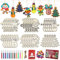 30PCS Holz Weihnachten Deko, EBANKU Weihnachtsbaum Anhänger Christbaumschmuck Weihnachtsanhänger mit Aquarellstiften, Jingle Bells und Lanyards für Weihnachtsbaum DIY Dekoration